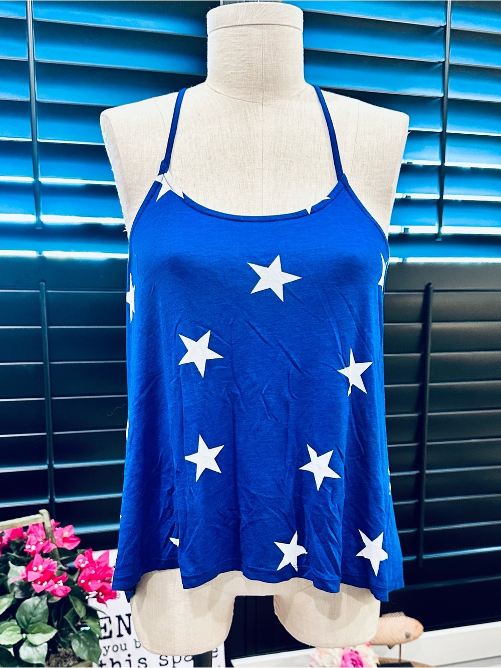 VENUS Blue Star Print Sleeveless Tank Top